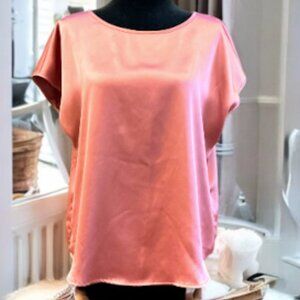 Nicole Miller Blush Pink Satin Top Size L